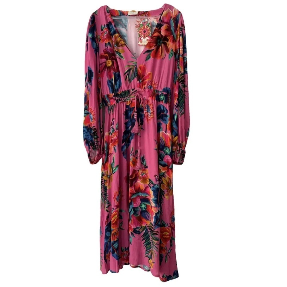 FARM RIO Long Sleeve Printed Midi Dress - Size Small - NWT - Picture 2 of 8